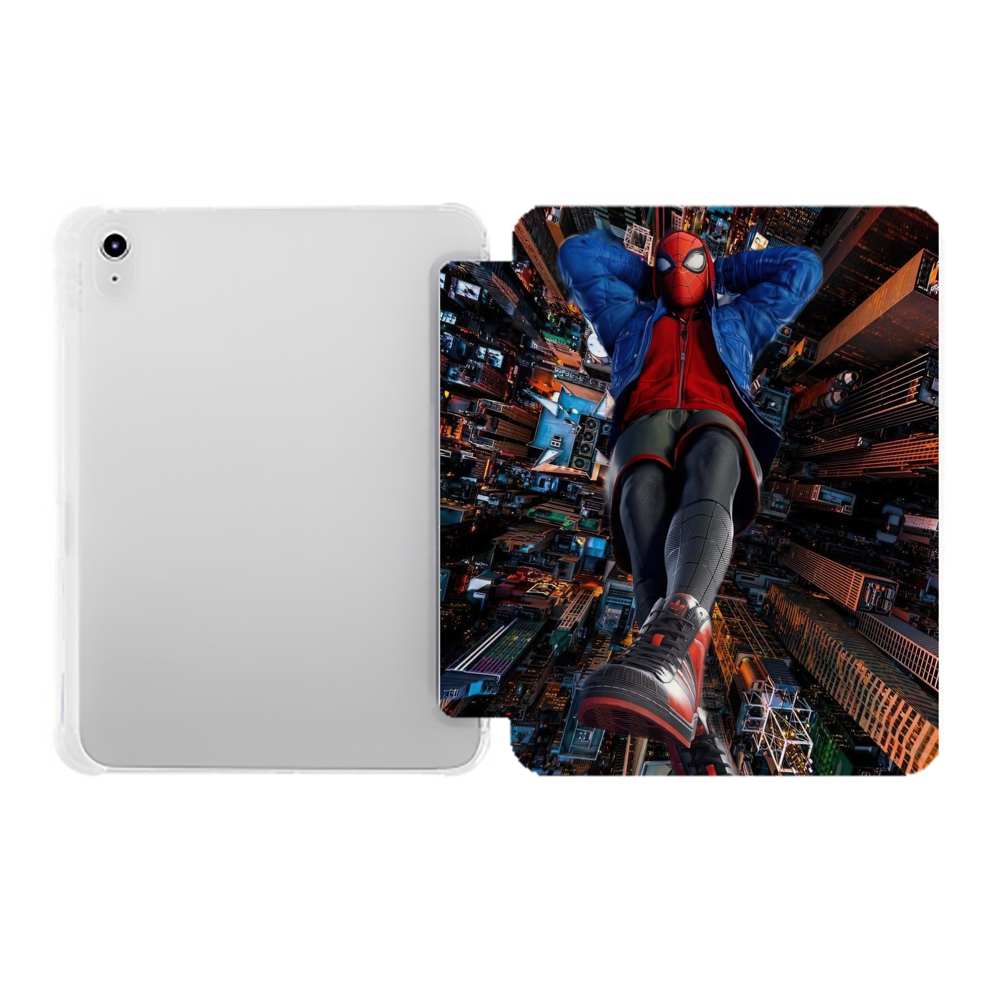 （画像用） Spider Man スパイダーマン IPad ケース ペン収納付き 三つ折りスタンド PUレザー×シリコン 対応機種9.5/10.5/10.9インチ